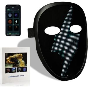 Depointer Life Led Mask with Gesture Sensing,Unisex LED Lighted Face  Transforming Mask for Costume Cosplay Party Masquerade